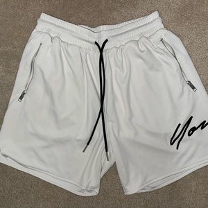 Selling YoungLA shorts, size is XL, color is off-white